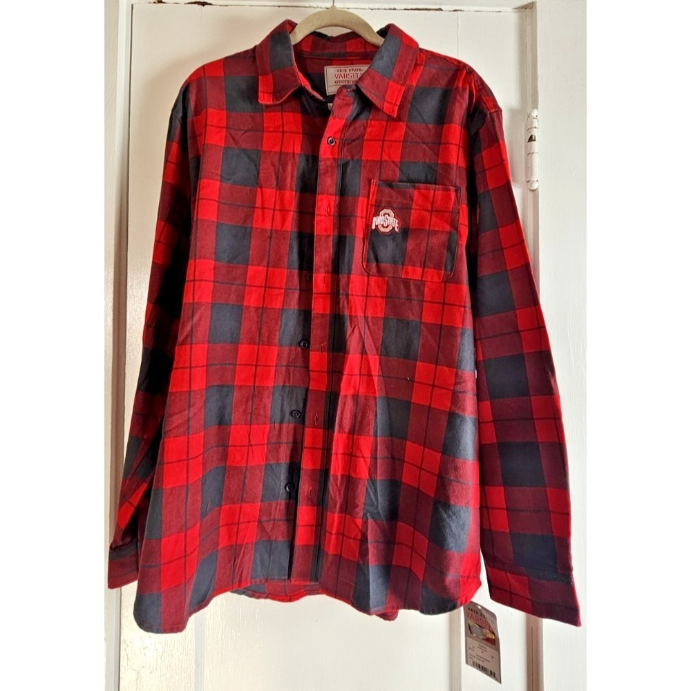 NWT Ohio Stae VARSITY 100% cotton True red Buffalo flannel shirt mens L